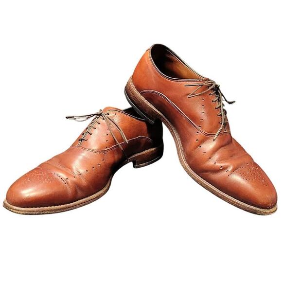 Allen Edmonds Dryden Brown Perforated Cap Toe Brogue Oxfords Dress Shoes Size 11 - Picture 2 of 11